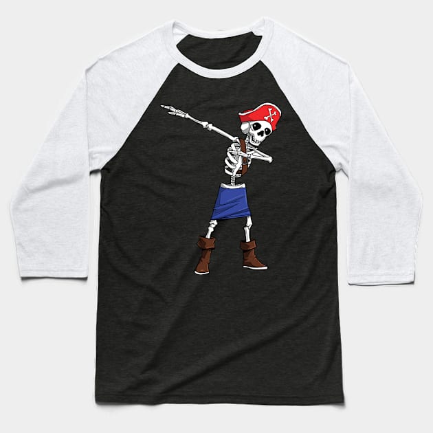 Halloween Pirate Dabbing Skeleton Gift Dab print Baseball T-Shirt by theodoros20